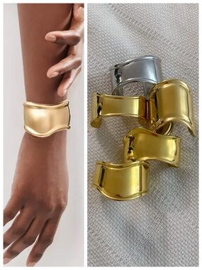 Chunky cuff bracelet set of 5, in both gold and silver